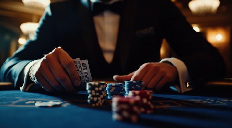 Tampilan layar fitur hiburan sports dan casino dengan latar malam neon